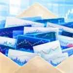 Envelope containing multiple trading charts representing the moving average envelope indicator
